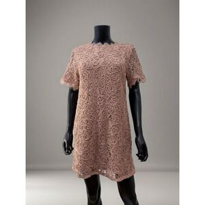 NWT Loveriche Lace Textured Shift Dress Blush Pink Short Sleeve Women's L
